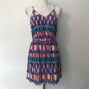 Rory Beca Boho print silk open back mini dress szS